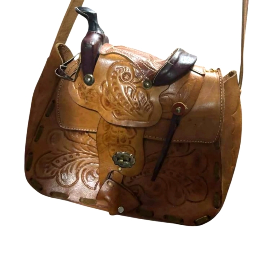 Vintage Western Leather Saddlebag Purse